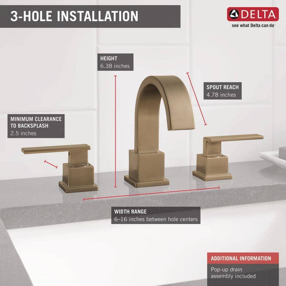 Vero Widespread Bathroom Faucet 3 Hole, 2-handle Bathroom Sink Faucet with Drain Assembly