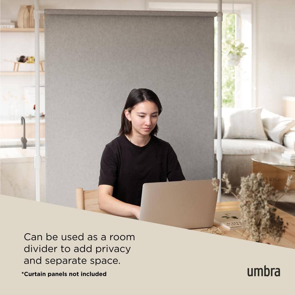 36"-66" Umbra Anywhere Curtain Rod White: Tension Mount, Metal, Smooth Finish, 5-Year Warranty, 15 lb Capacity