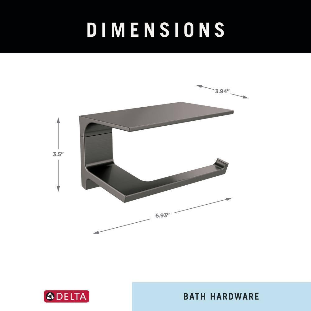 Delta 79956-KS Pivotal Bath Toilet Paper Holder w/ Shelf Black Stainless Steel Finish