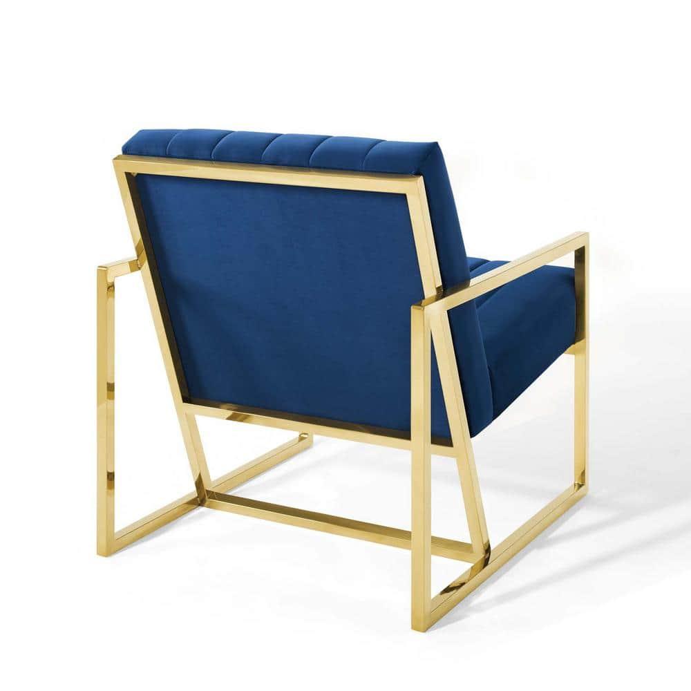Modway Inspire Channel Tufted Performance Velvet Armchair in Navy