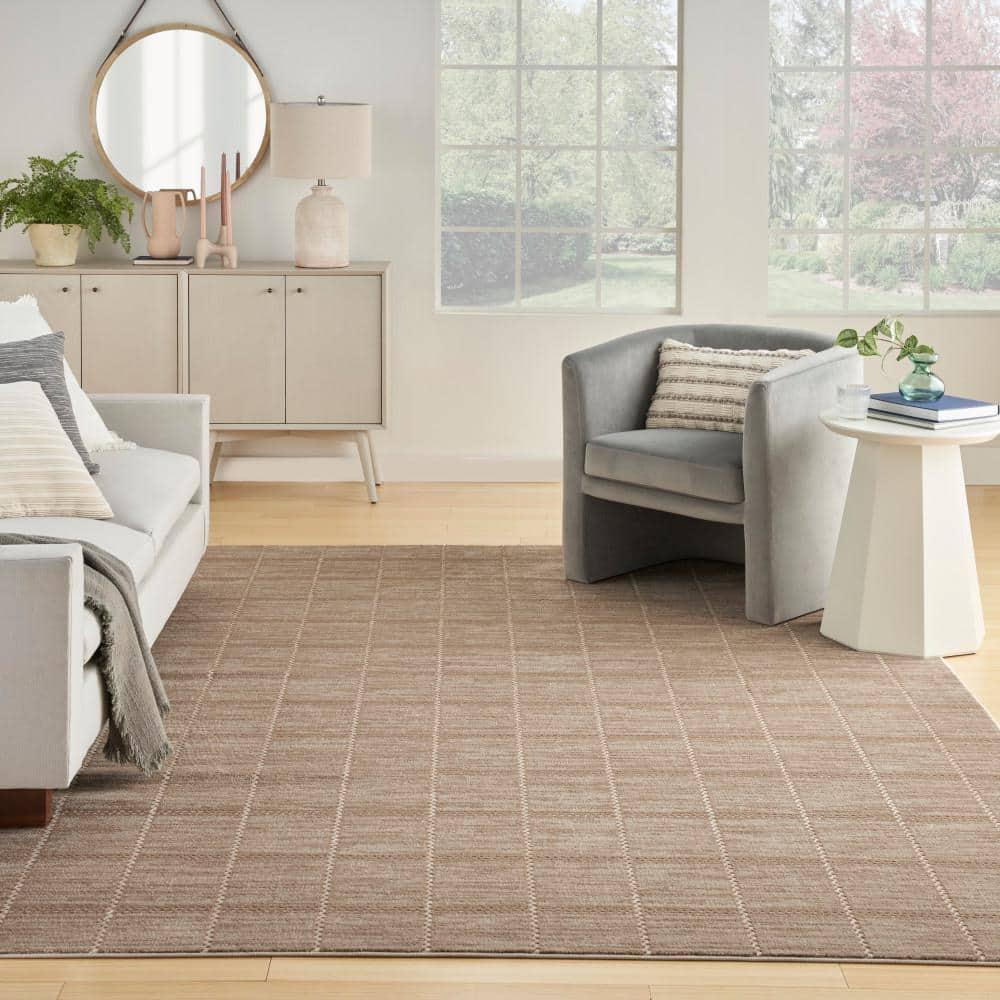 Nourison Serenity Home Geometric Mocha Ivory 5'3" x 7'3" Area Rug (5x7)