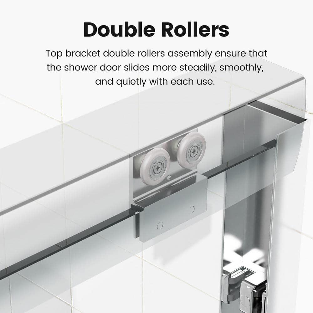 44-48 in.W x 72 in.H Semi-Frameless Sliding Shower Door Clear SGCC Tempered Glass.