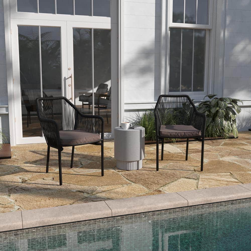 Black Aluminum Outdoor Dining Chair (Set of 2)