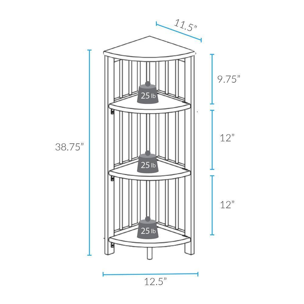 Casual Home 4-Shelf Corner Folding Bookcase-Color:Natural