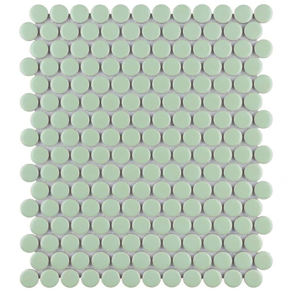 Metro Penny Matte Light Green Porcelain Mosaic Tile