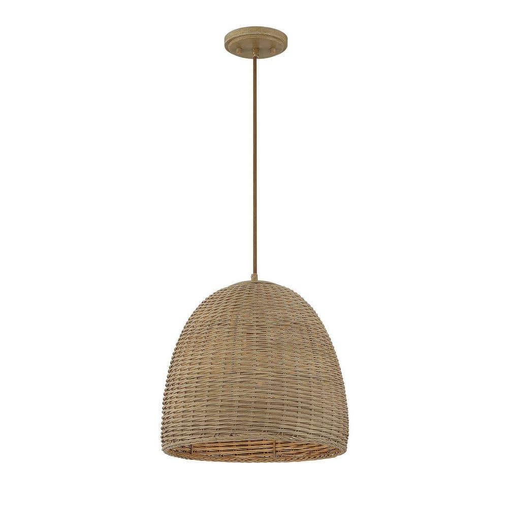 Trade Winds Lighting 1-Light Pendant Light In Natural Wicker