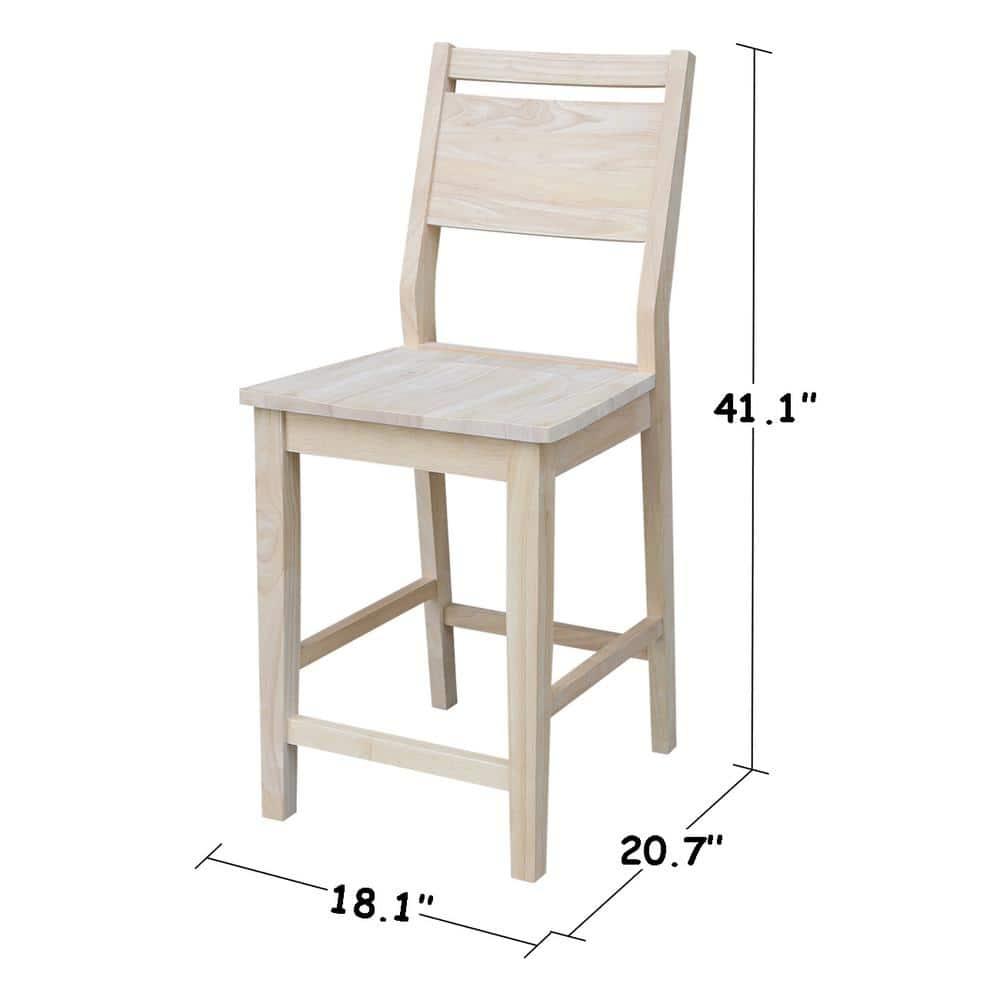 International Concepts Wood Slat Back Aspen Counter Height Panel Stool - Unfinished - 24" Seat Height