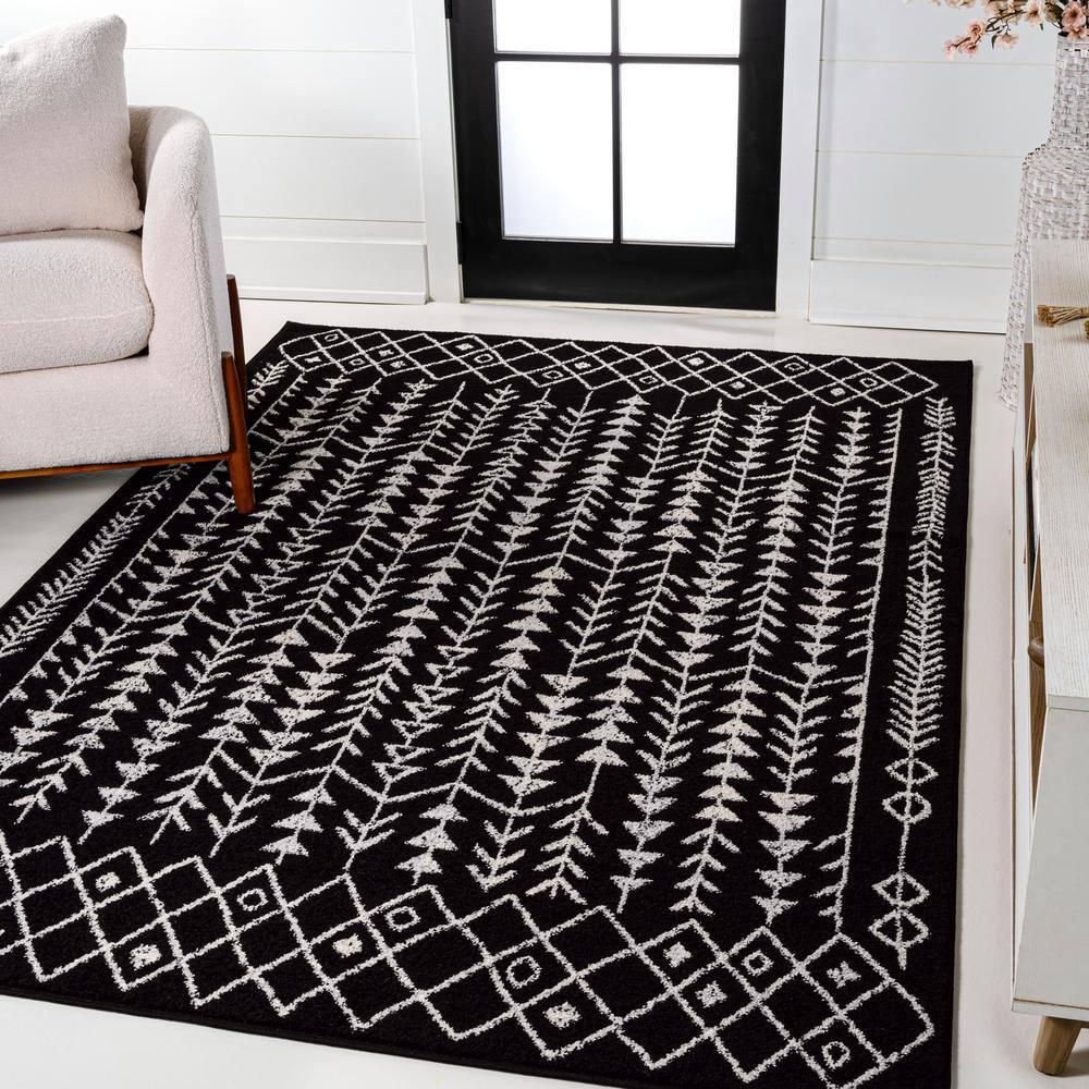 JONATHAN Y Ziri Moroccan Geometric Black/Cream 3 ft. x 5 ft. Area Rug