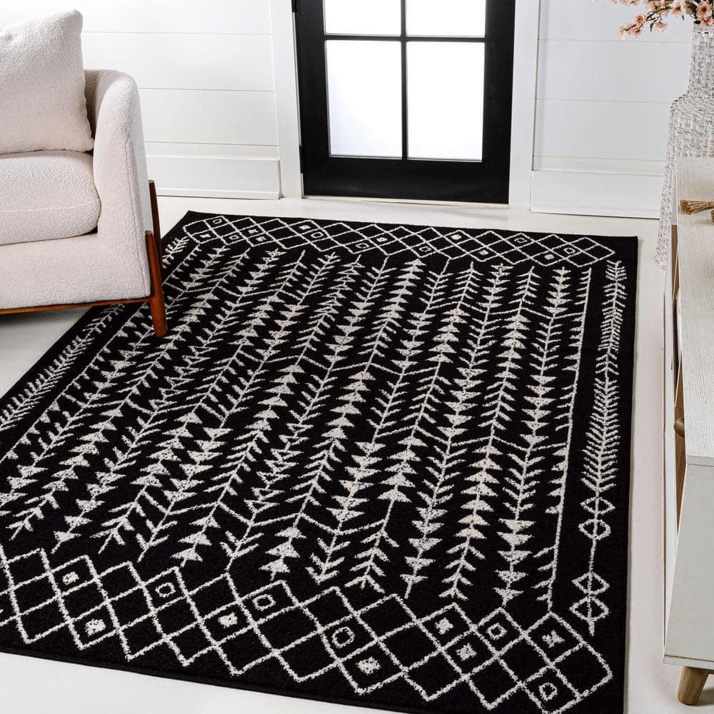 JONATHAN Y Ziri Moroccan Geometric Black/Cream 3 ft. x 5 ft. Area Rug