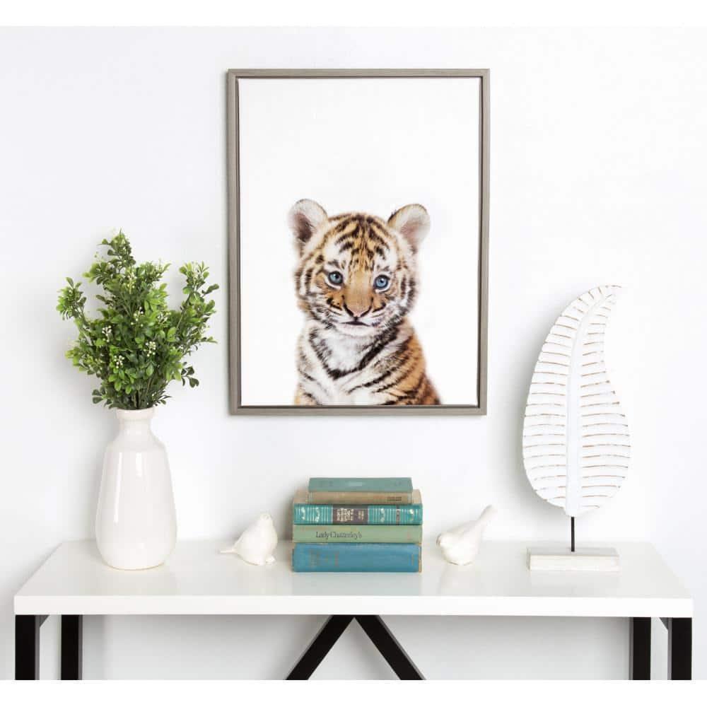 18" x 24" Sylvie Baby Tiger Framed Canvas by Amy Peterson Gray - Kate & Laurel All Things Decor: Modern Style, Plastic Frame