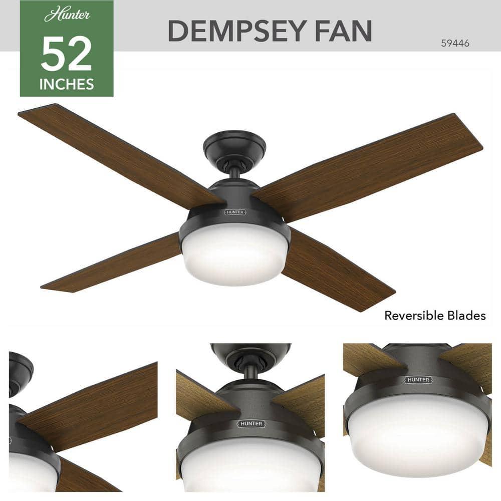Dempsey 52" 4 - Blade Contemporary Indoor Ceiling Fan with Lights and Remote