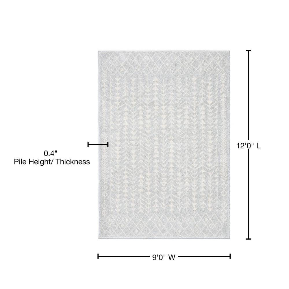 SAFAVIEH Tulum Goddard Moroccan Geometric Area Rug, 9' x 12', Light Grey/Ivory