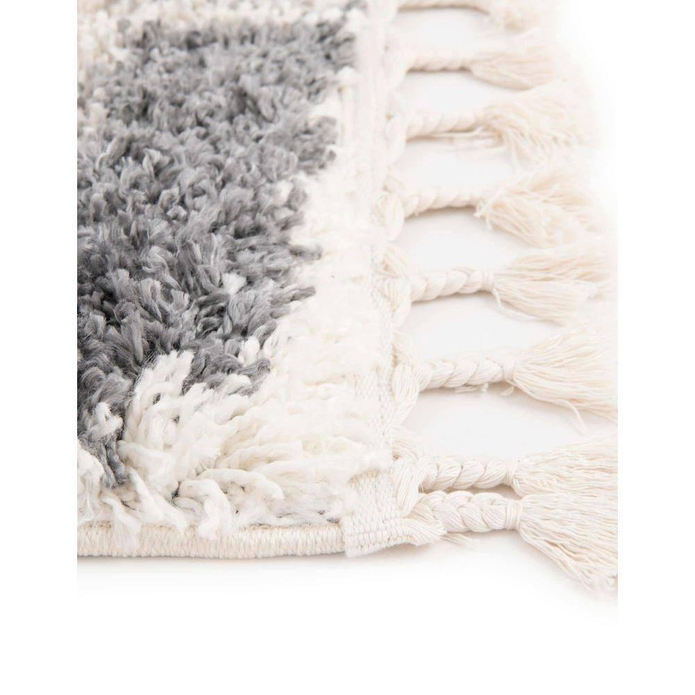 Unique Loom Hygge Shag Collection Area Rug - Balanced (5' 1" x 8' Rectangle Gray/Ivory)
