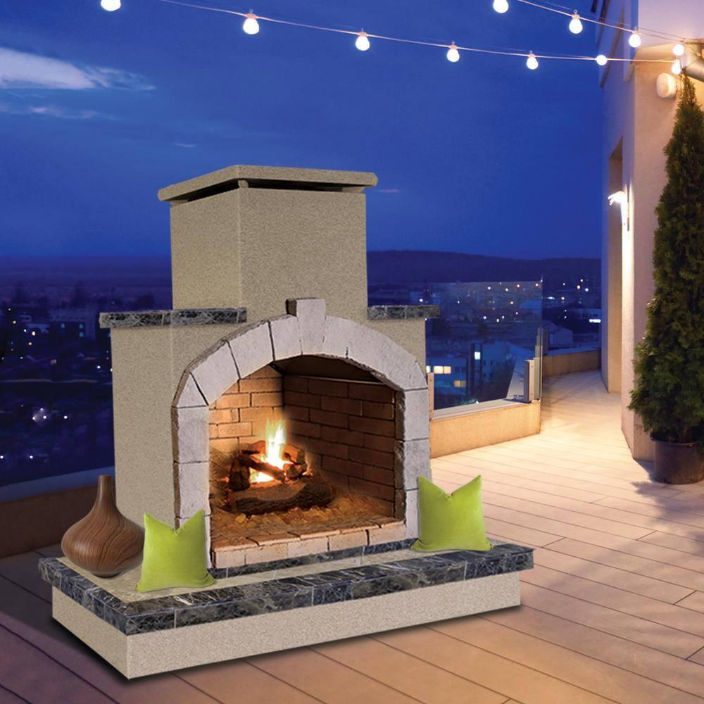 Cal Flame Square Stucco Propane Smokeless Outdoor Fireplace