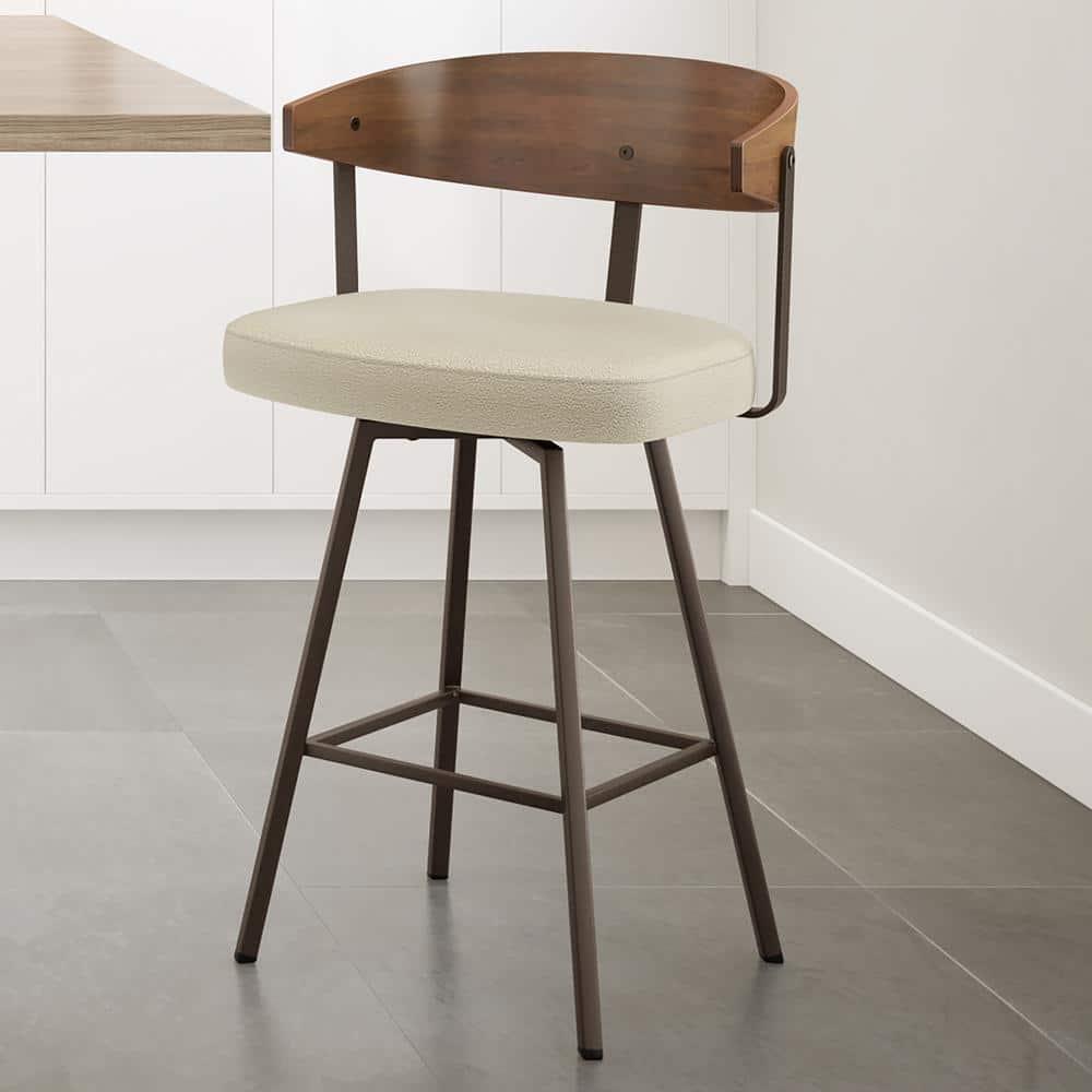 Amir Swivel Counter & Bar Stool with Wooden Back