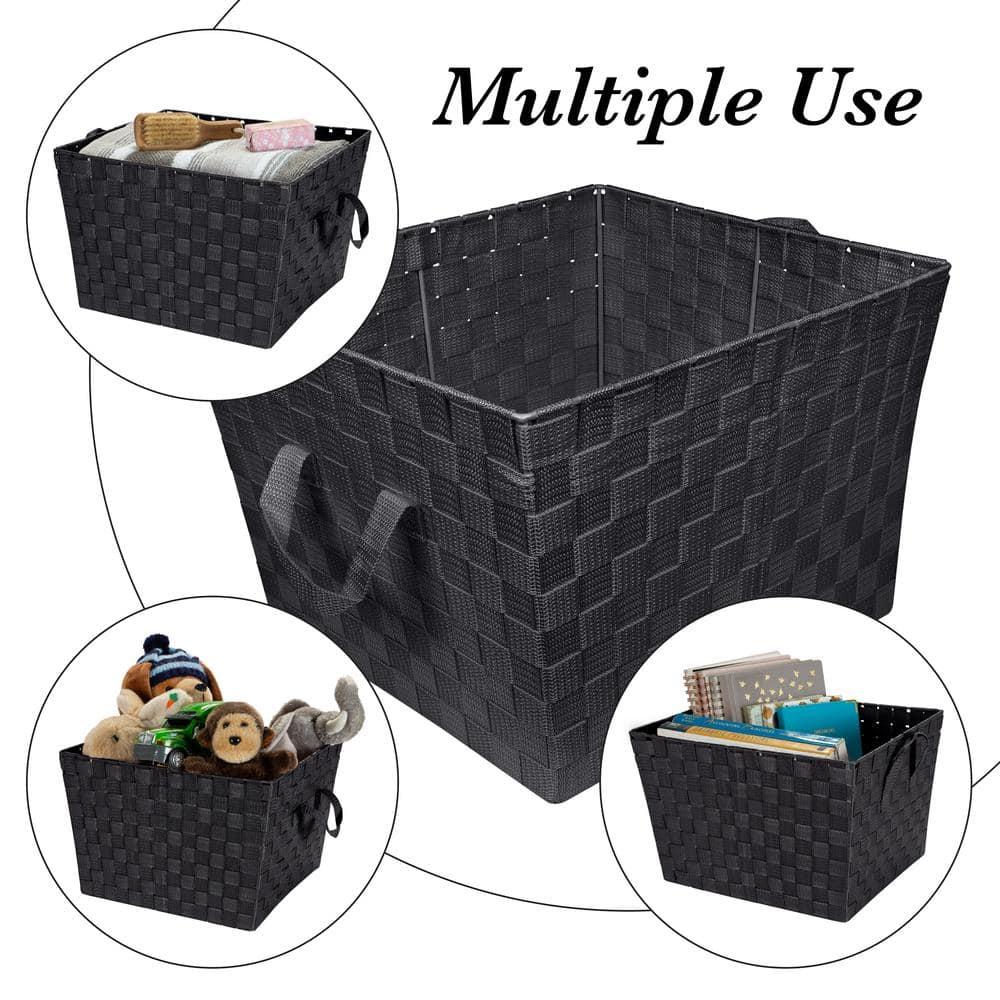 Simplify Large Woven Fabric Storage Basket in Black