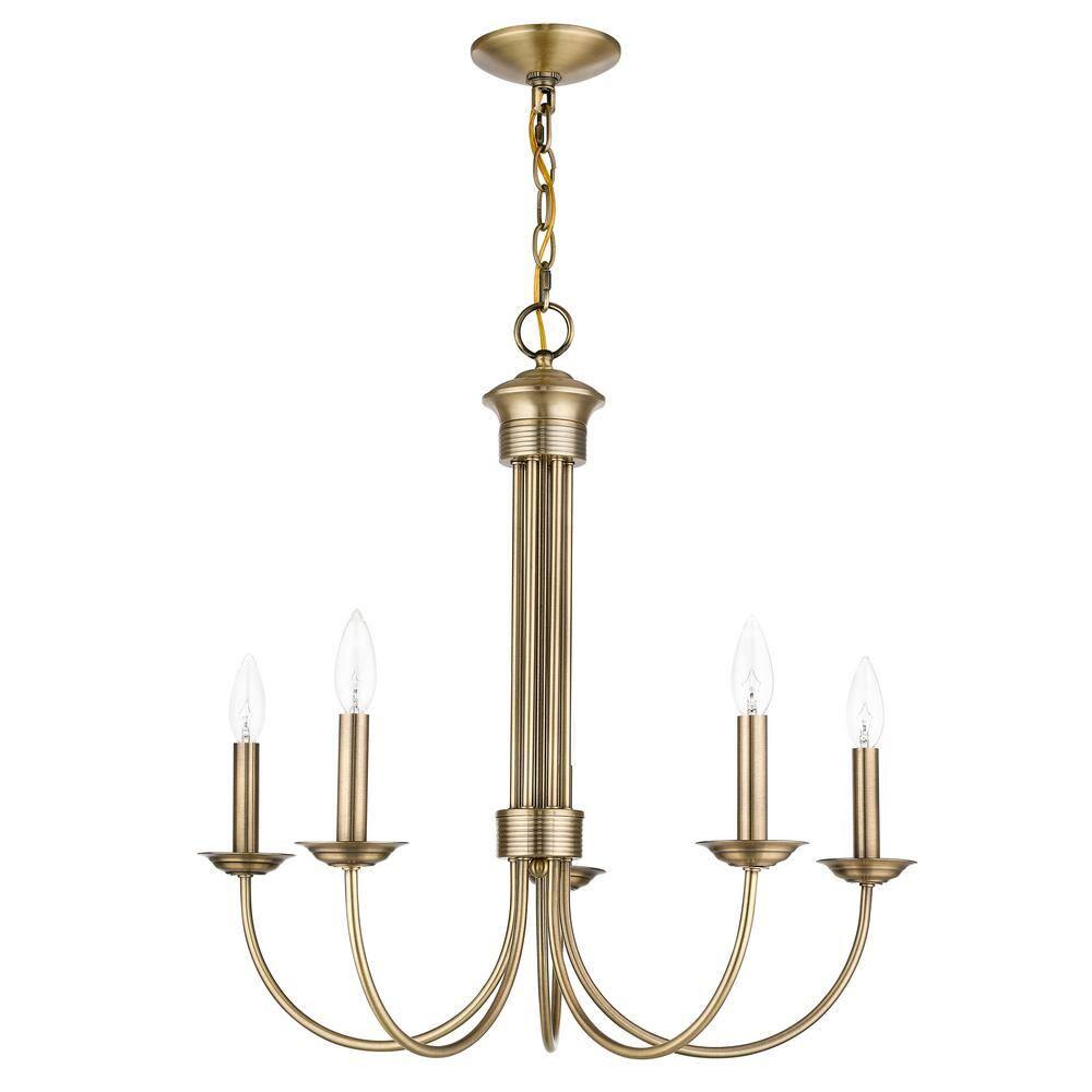 Livex Lighting Estate 5 - Light Chandelier in  Antique Brass
