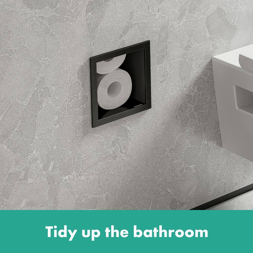 Hansgrohe 56058670 hansgrohe XtraStoris Original Recessed Toilet Paper Holder with Storage & Tileable Door