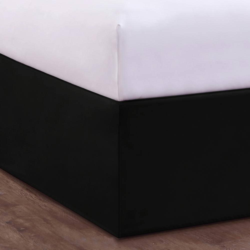 Bed Maker's Wrap-Around Hassle Free, Never Lift Your Mattress Tailored Bed Skirt, 14" Drop Length, King, Black