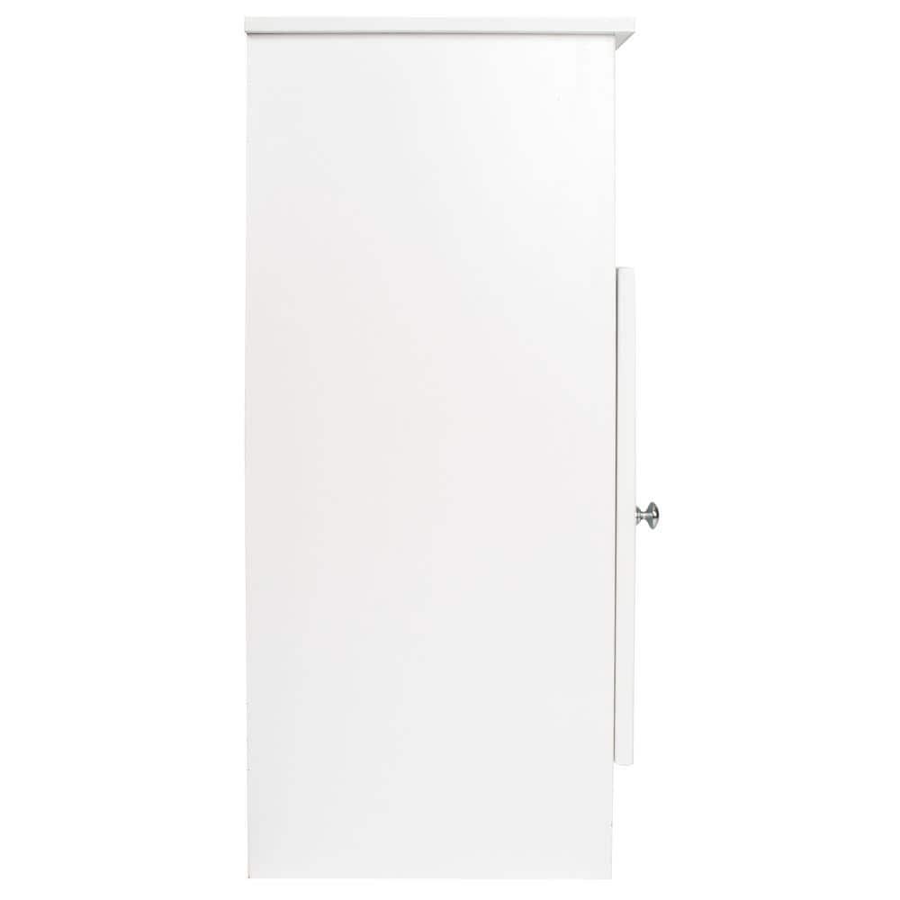Redmon Freestanding Single Door Beadboard Floor Cabinet, Multi Room, Small Bathroom Storage, 13.25 Inch Width x 11.75 Inch Depth x 27.75 Inch Height, White Enamel Finish