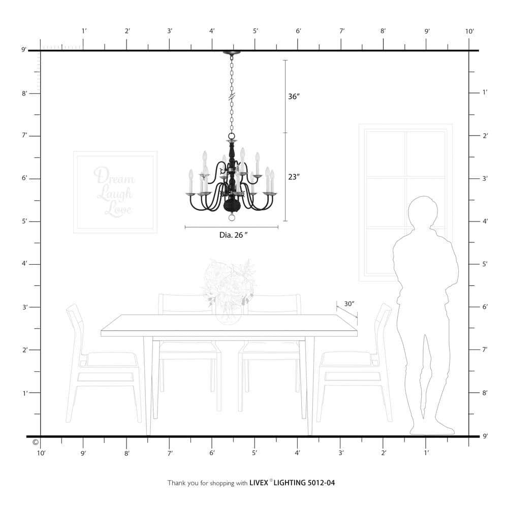 Livex Lighting Williamsburgh 12 - Light Chandelier in  Black