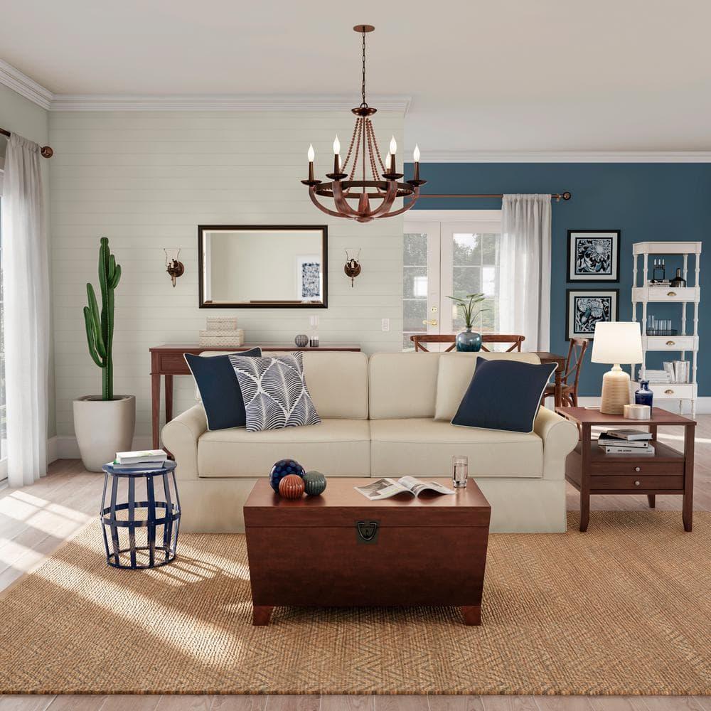 Mini Adan Rustic Iron & Burnished Wood 6-Light Chandelier