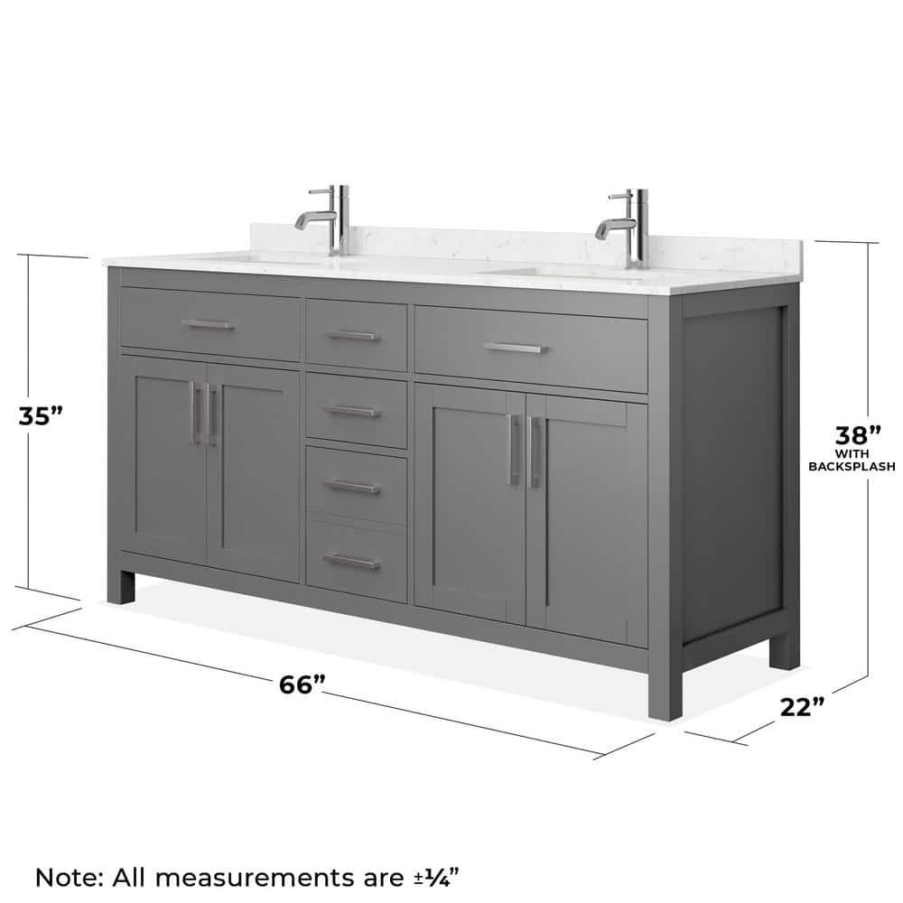 Beckett 66" Freestanding Double Bathroom Vanity with Cultured Marble Top