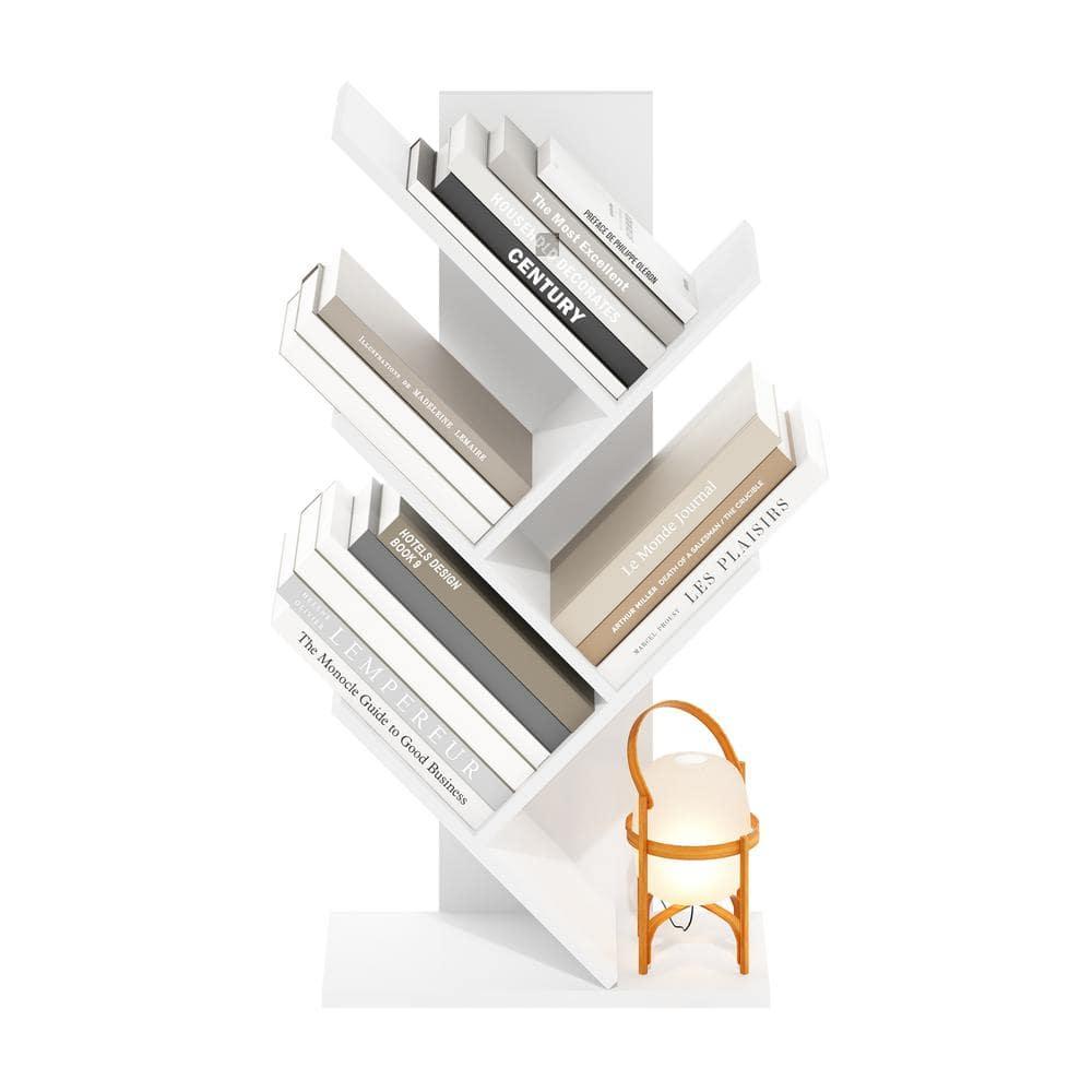 Furinno Tree Bookshelf 5-Tier Floor Standing Tree Bookcase, White