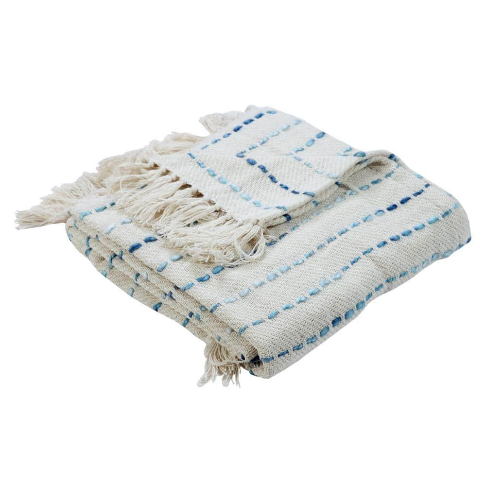 Rajani Home Deep Ombre Striped Handmade Woven Throw Blanket with Fringe