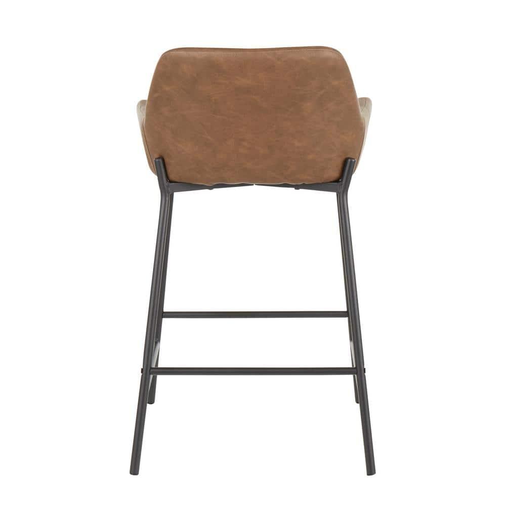 Set of 2 Daniella Industrial Counter Height Barstool Espresso: LumiSource, Faux Leather, Metal Frame, 250lb Capacity