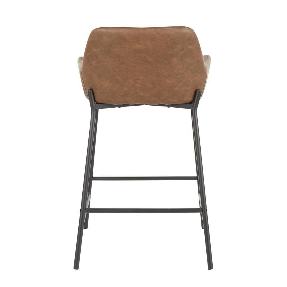 Set of 2 Daniella Industrial Counter Height Barstool Espresso: LumiSource, Faux Leather, Metal Frame, 250lb Capacity