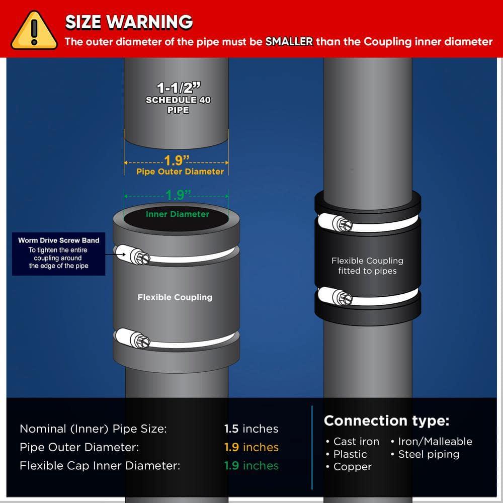 1-1/2 in. PVC Flexible Coupling with Stainless Steel Clamps