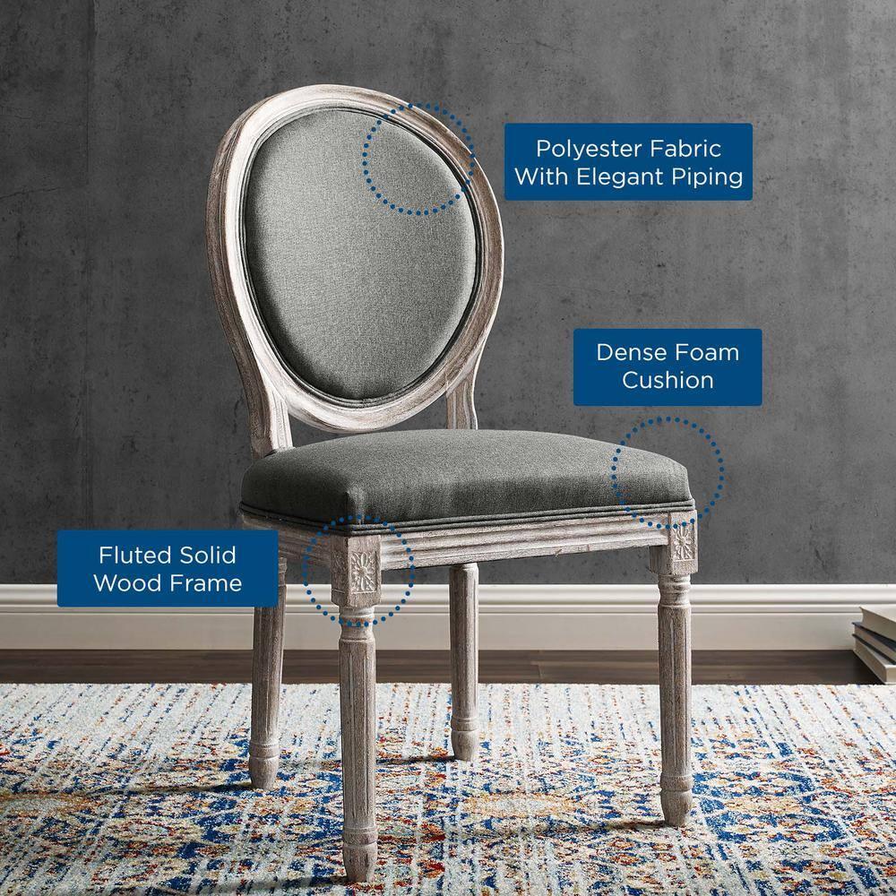 Modway Emanate 19.5" Fabric Dining Side Chair with Oval Back in Natural/Gray
