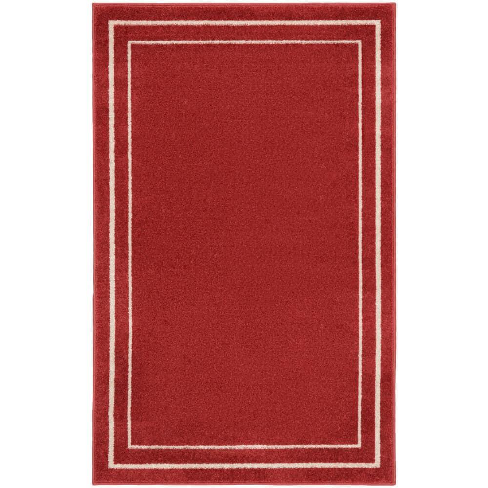 Nourison Essentials 3' x 5' Brick/Ivory Contemporary Indoor/Outdoor Rug
