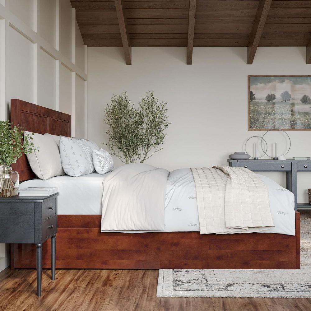 AFI Canyon Walnut Solid Wood Platform Bed with Matching Footboard & Twin-XL Trundle, King