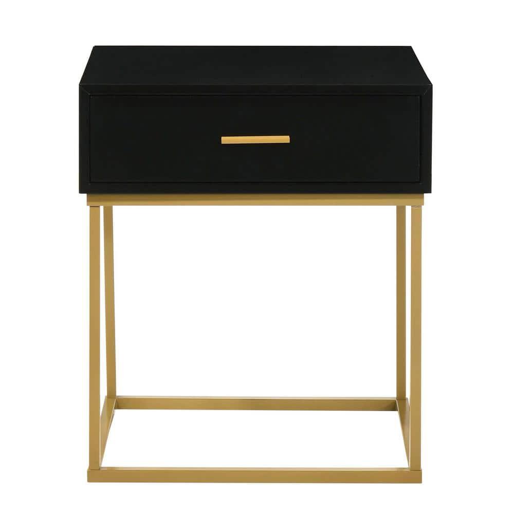 LuXeo LuXeo Catalina One Drawer Nightstand with Mustard Gold Legs