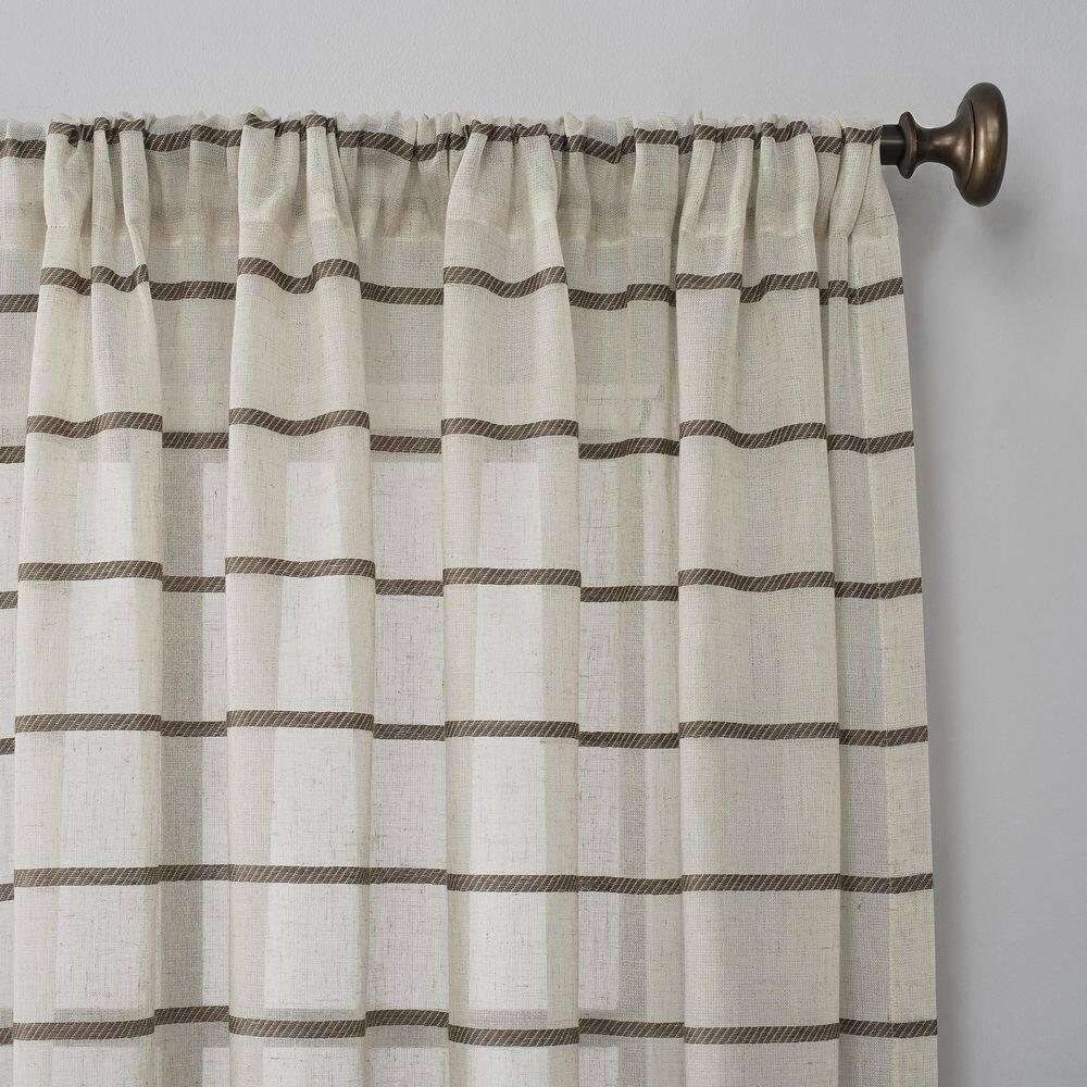 Clean Window Clean Window Aso Twill Stripe Anti-Dust Linen Blend Sheer Curtain Panel