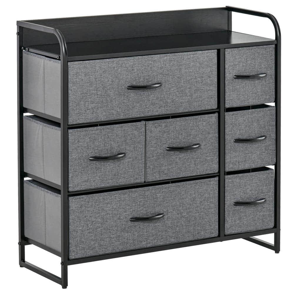 Red Barrel Studio® 7-Drawer Dresser, Fabric Chest Of Drawers, 3-Tier Storage Organizer For Bedroom Entryway, Tower Unit With Steel Frame Wooden Top