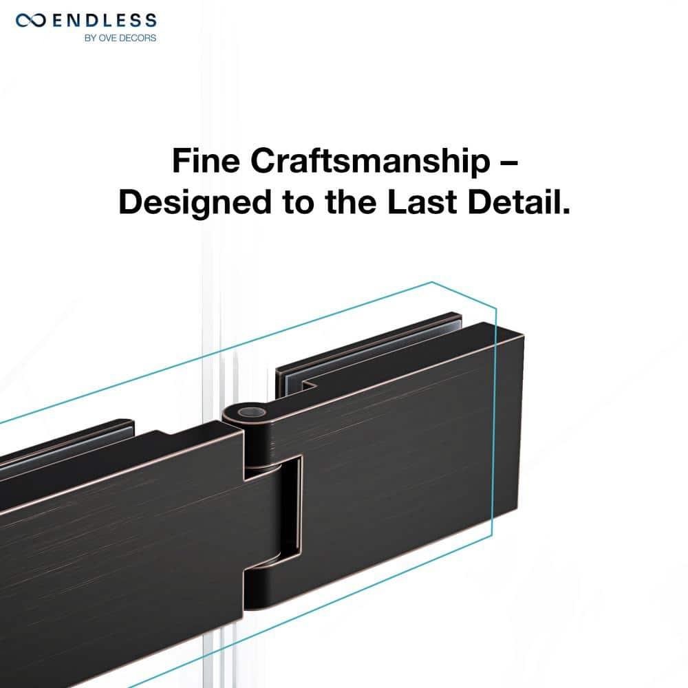 Ove Decors Endless Tampa 47" W x 72" H Alcove Frameless Shower Kit, Door, 2 Panel, Base, Shelves TA1330421