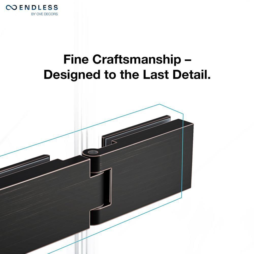 Ove Decors Endless Tampa 47" W x 72" H Alcove Frameless Shower Kit, Door, 2 Panel, Base TA1330220