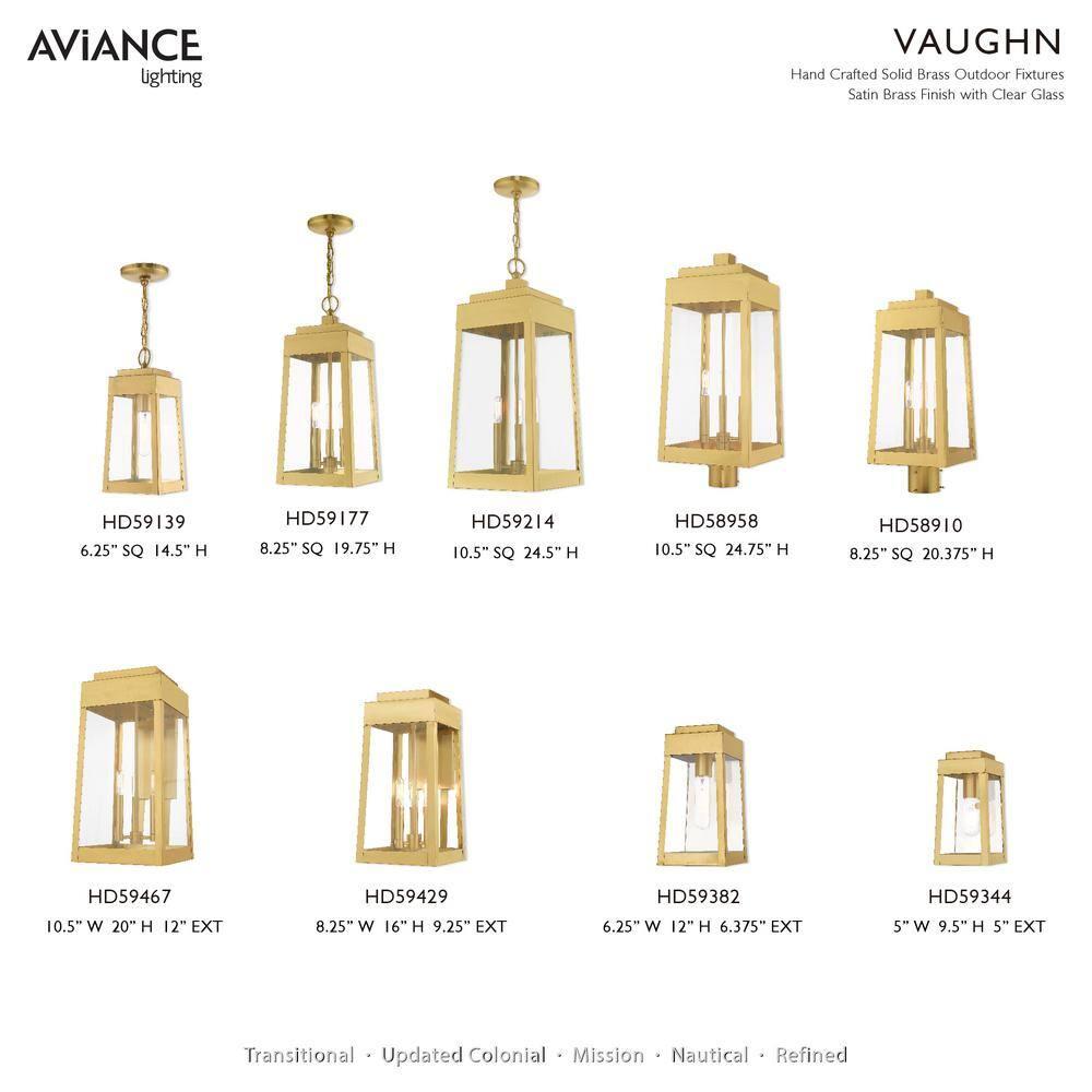 3 Light Outdoor Pendant Lantern in Mid Century Modern Style 8.25 inches Wide By 19.75 inches High-Satin Brass Finish Bailey Street Home