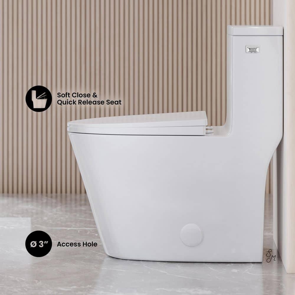 Dreux One-Piece 12" Rough-in 1.28 GPF Right Flush Elongated Toilet in Glossy White