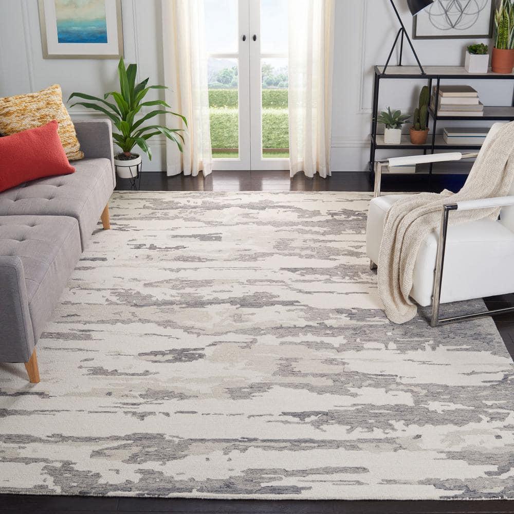 Abstract ABT465 Handmade Indoor Area Rug - Charcoal/Ivory - 10'x14' - Safavieh