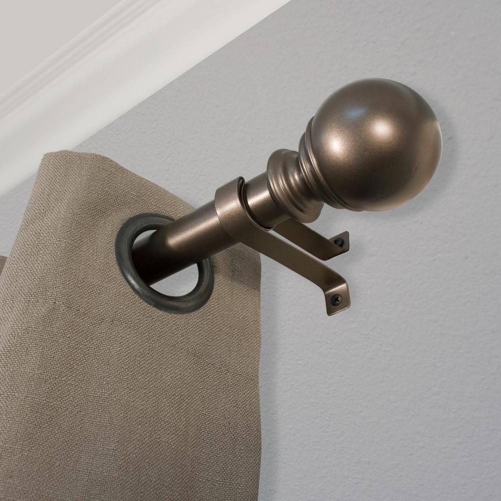 Decopolitan 1" Diameter Ball Telescoping Drapery Rod Set 36-72" Bronze