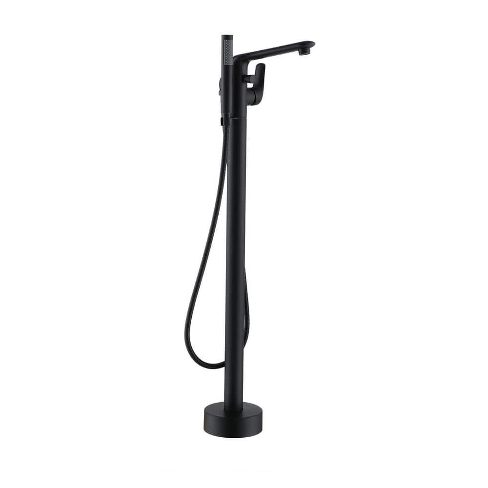 mondawe Single Handle Floor Mounted Freestanding Tub Filler with Diverter MDLT0054-BN