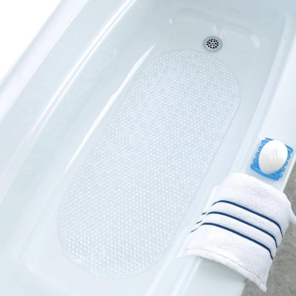 SlipX Solutions Clear Vinyl Non-Slip Bath Mats, 15" x 35"