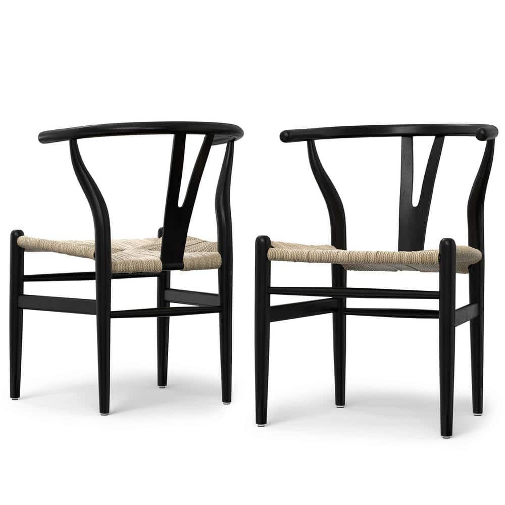 Simpli Home Chocolate Solid Wood Dining Chair with Y-Back Design in Mid-Century Modern Style (Set of 2) (Set of 2)