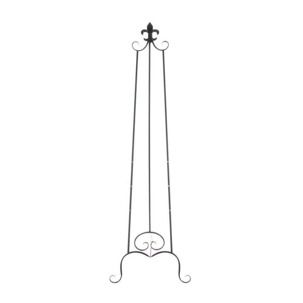 Black Iron Adjustable Floor Easel with Scroll Accents