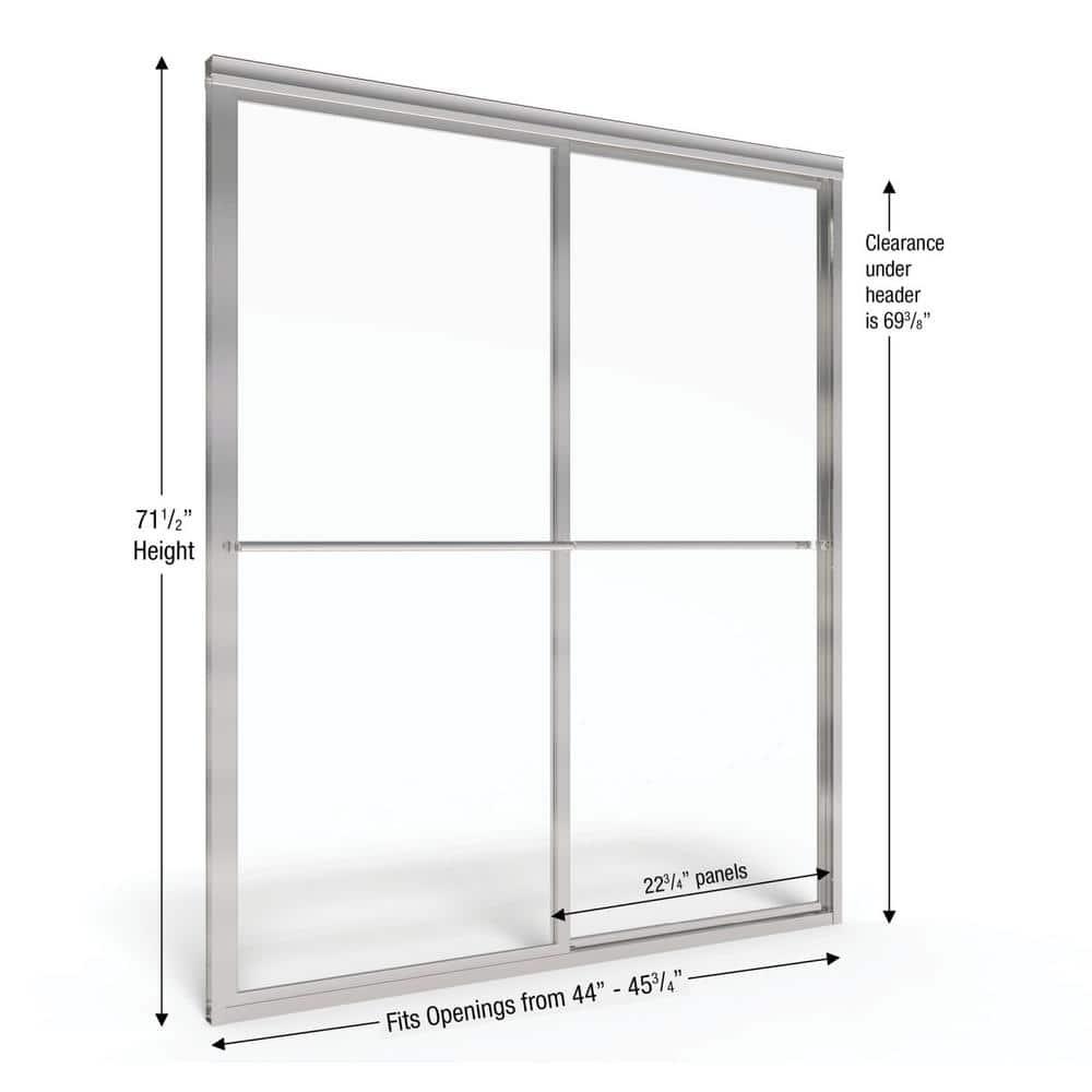 Basco Deluxe 45.75" W x 71.5" H Frameless Shower Door 7150-46RNBN