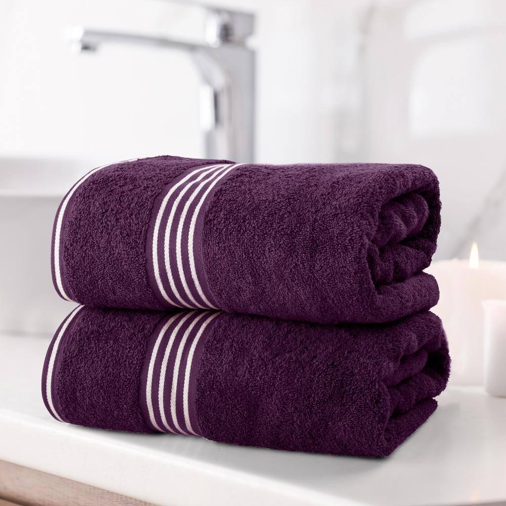 Lavish Home Luxury Cotton Bath Towels, Purple